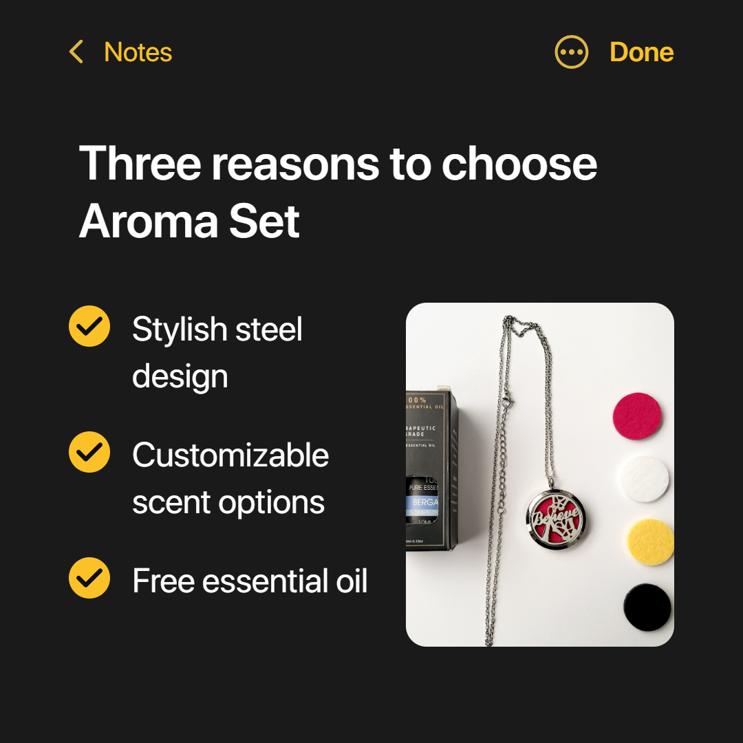 Beautiful Aromatherapy Oil Diffuser Necklace Pendant Set