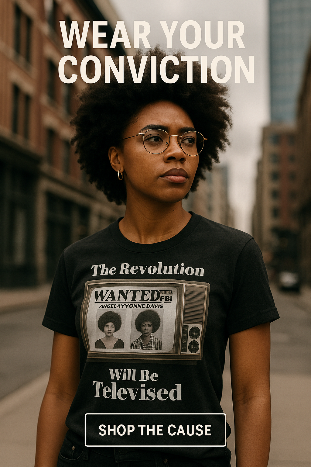 T-shirt Unisexe Femme à Manches Courtes Angela Davis Revolution