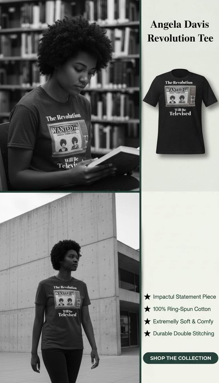 T-shirt Unisexe Femme à Manches Courtes Angela Davis Revolution