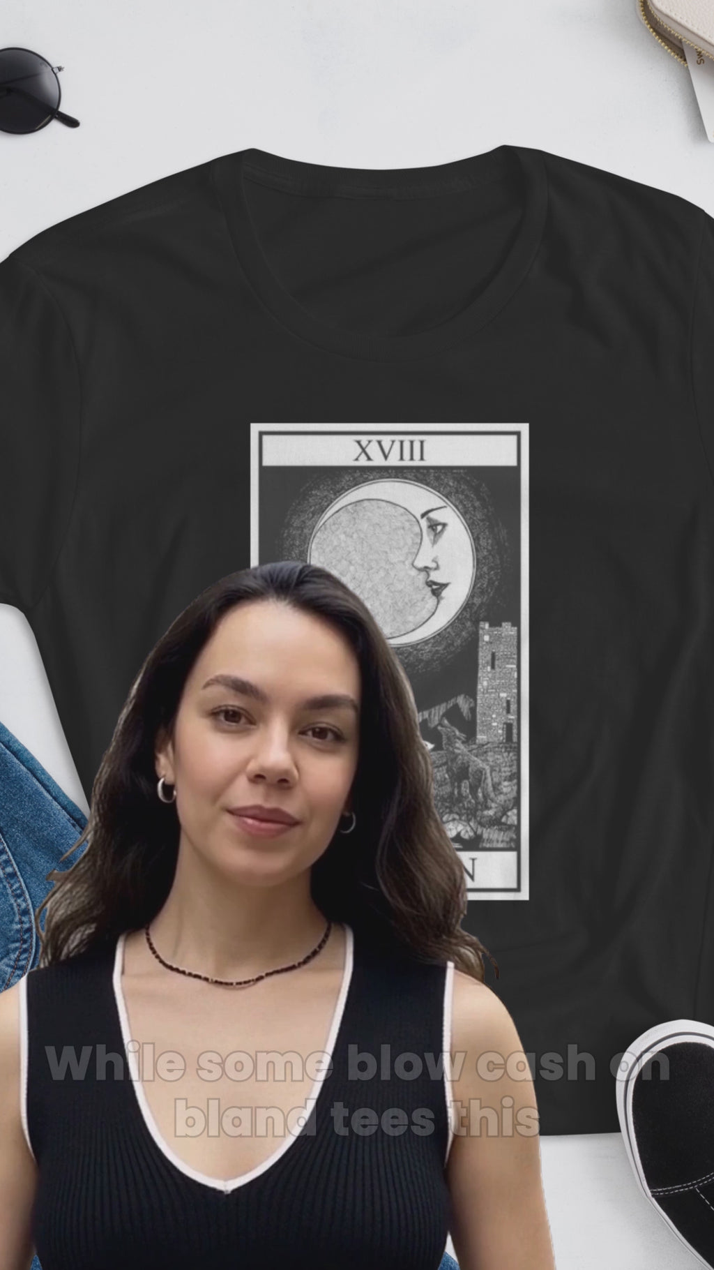 T-shirt à manches courtes pour femme « La Lune » du Tarot
