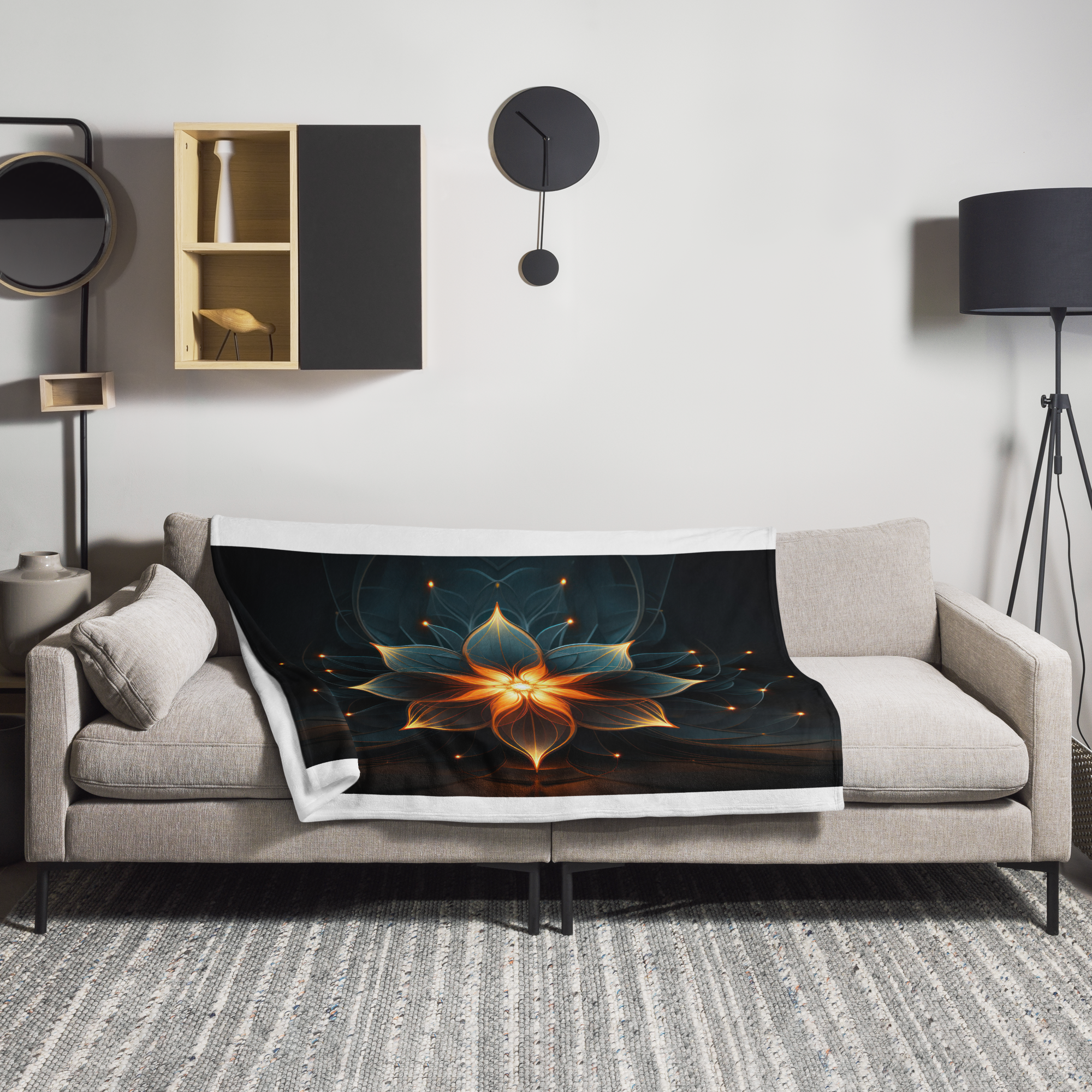 Sacred Flower Fractal Throw Blanket